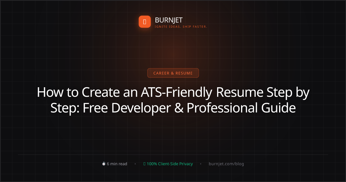 How to Create an ATS-Friendly Resume Step by Step: Free Developer & Professional Guide