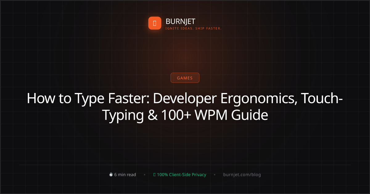 How to Type Faster: Developer Ergonomics, Touch-Typing & 100+ WPM Guide