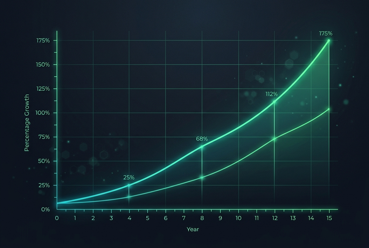 Stock market financial chart showing upward growth trajectory
